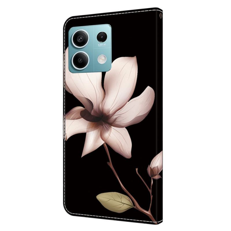 Housse Xiaomi Redmi Note 13 5G Fleur Rose sur Fond Noir