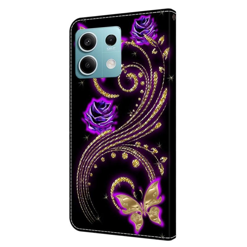 Housse Xiaomi Redmi Note 13 5G Fleurs Violettes et Papillons