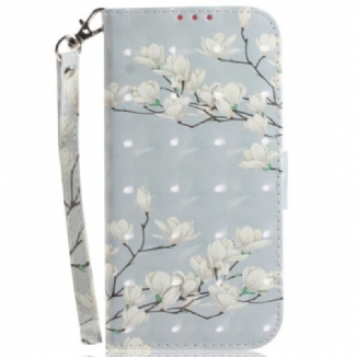 Housse Xiaomi Redmi Note 13 5G Magnolias à Lanière