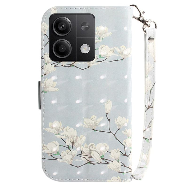 Housse Xiaomi Redmi Note 13 5G Magnolias à Lanière