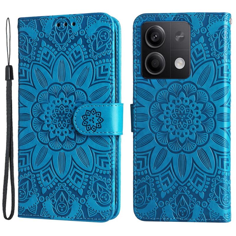 Housse Xiaomi Redmi Note 13 5G Motif de Tournesol à Lanière