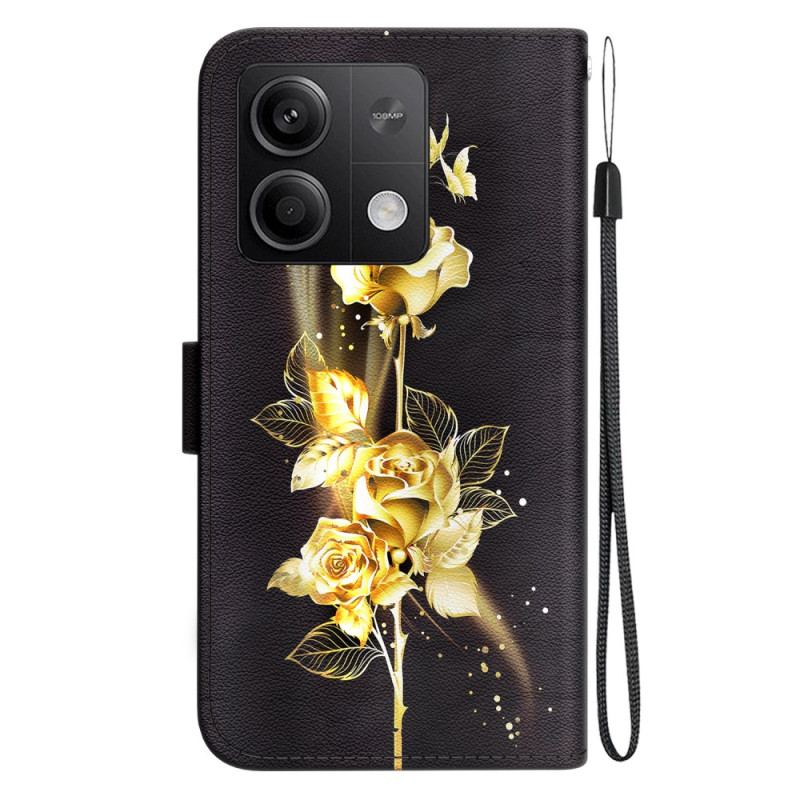 Housse Xiaomi Redmi Note 13 5G Papillon Doré et Rose