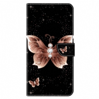 Housse Xiaomi Redmi Note 13 5G Papillons Diamants Roses