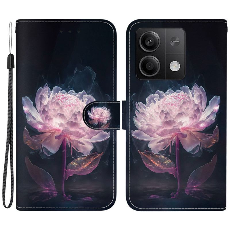 Housse Xiaomi Redmi Note 13 5G Pivoine Pourpre à Lanière