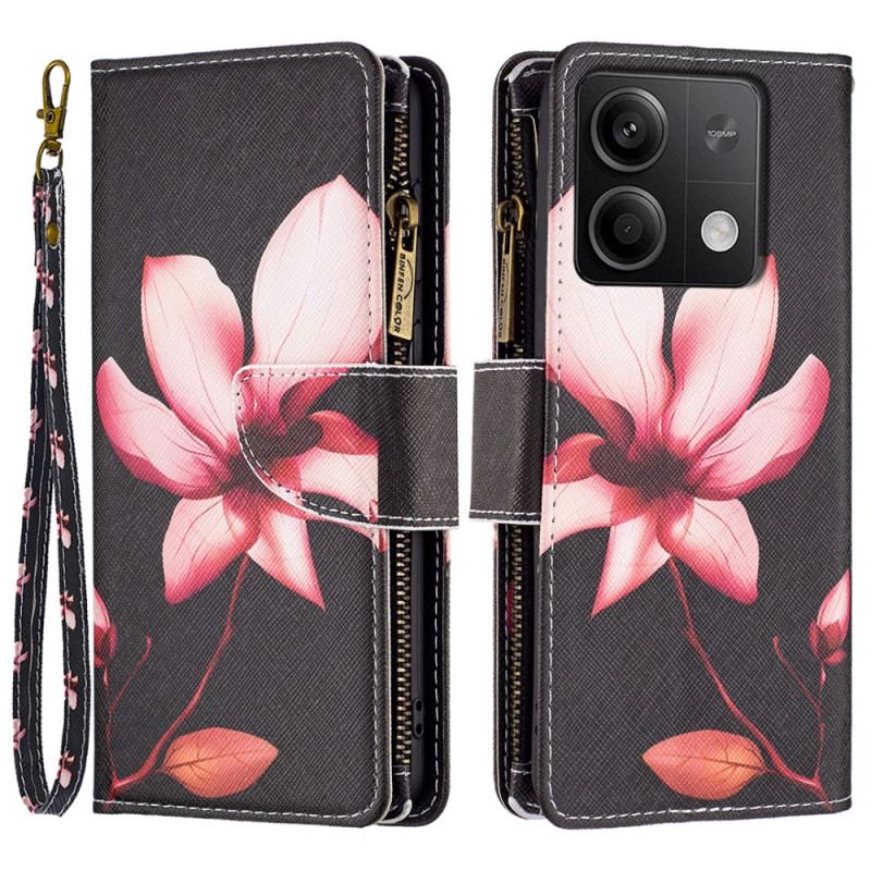 Housse Xiaomi Redmi Note 13 5G Portefeuille Lotus à Lanière