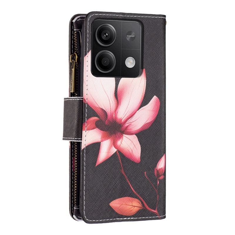 Housse Xiaomi Redmi Note 13 5G Portefeuille Lotus à Lanière