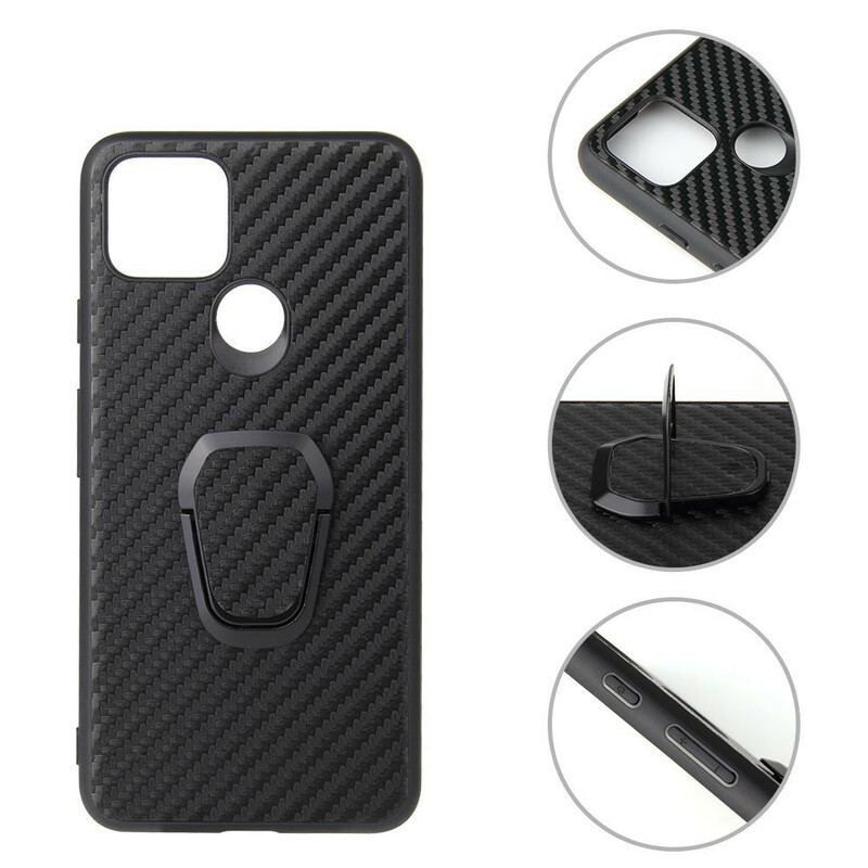 Coque Google Pixel 5 Fibre Carbone Anneau-Support