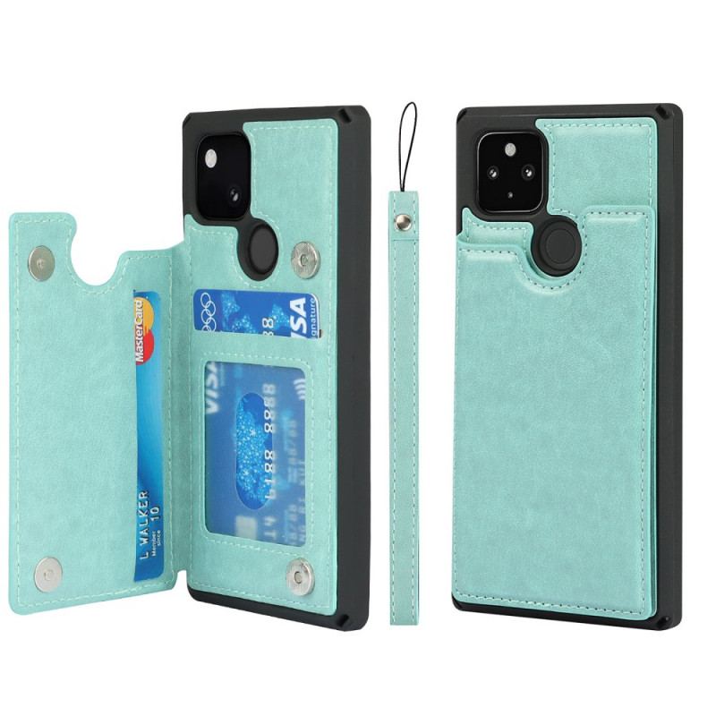 Coque Google Pixel 5 Porte-Cartes Support et Lanière