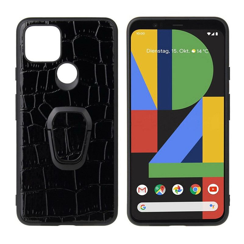 Coque Google Pixel 5 Style Crocodile Anneau-Support