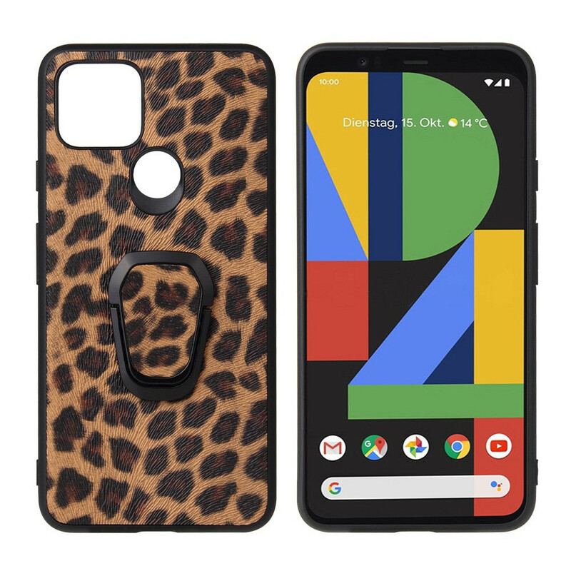 Coque Google Pixel 5 Style Léopard Anneau-Support