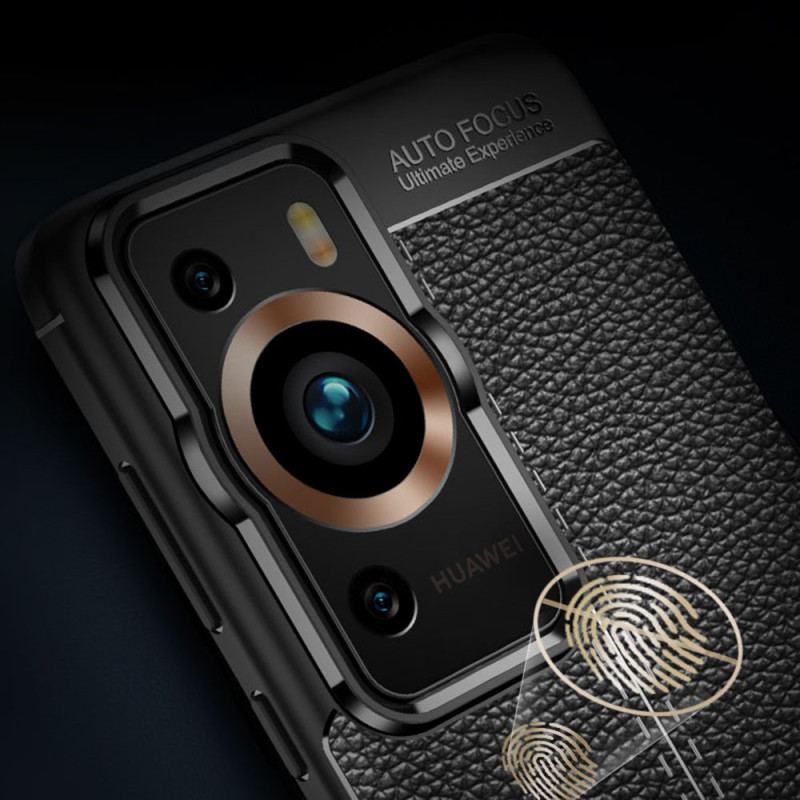 Coque Huawei P60 Pro Effet Cuir Litchi Double Line