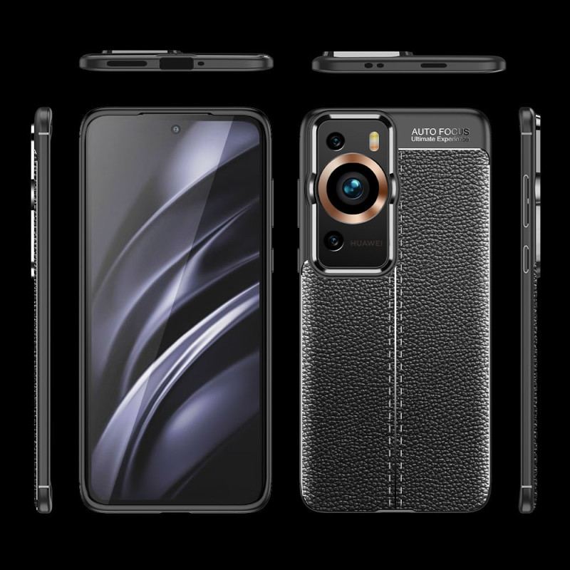 Coque Huawei P60 Pro Effet Cuir Litchi Double Line