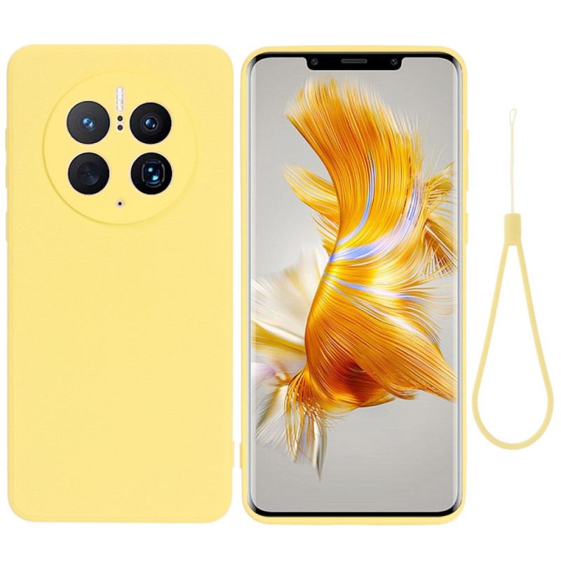 Coque Huawei Mate 50 Pro Silicone Liquide avec Lanière