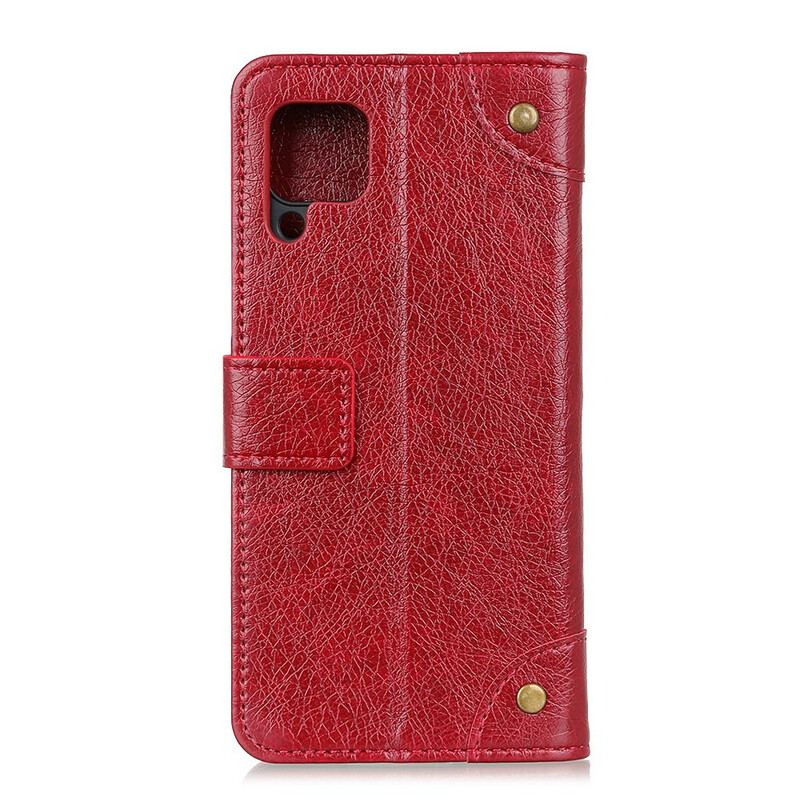 Flip Cover Samsung Galaxy A42 5G Cuir Fendu Nappa Rivets