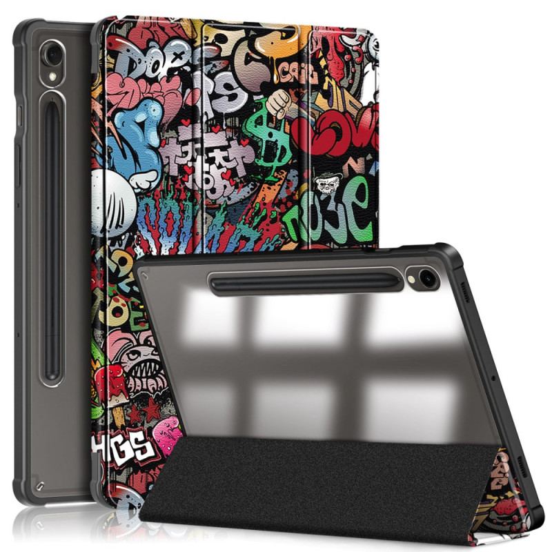 Smart Case Samsung Galaxy Tab S9 Porte-Stylet Dos Transparent Graffitis