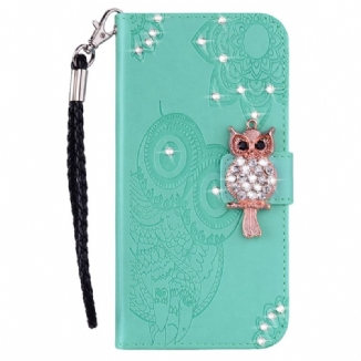 Housse Google Pixel 8 Pro Hibou Mandala et Breloque