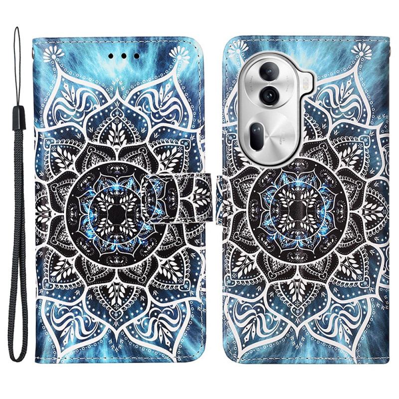 Housse Oppo Reno11 Pro 5G Fleur Mandala à Lanière