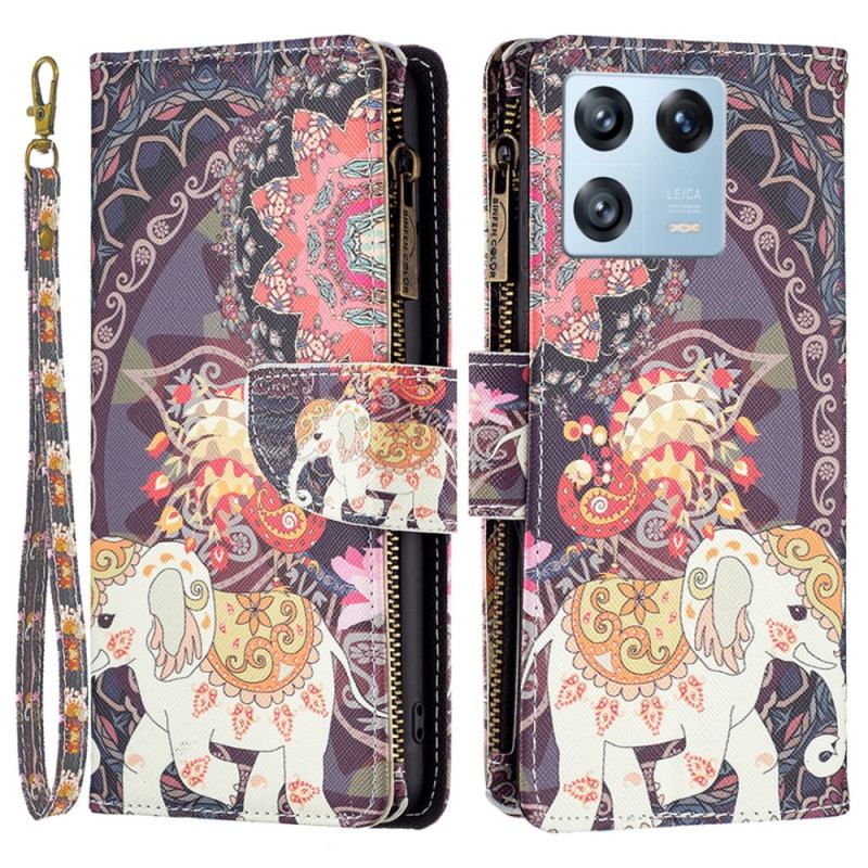 Housse Xiaomi 13 Pro Poche Zippée Éléphant