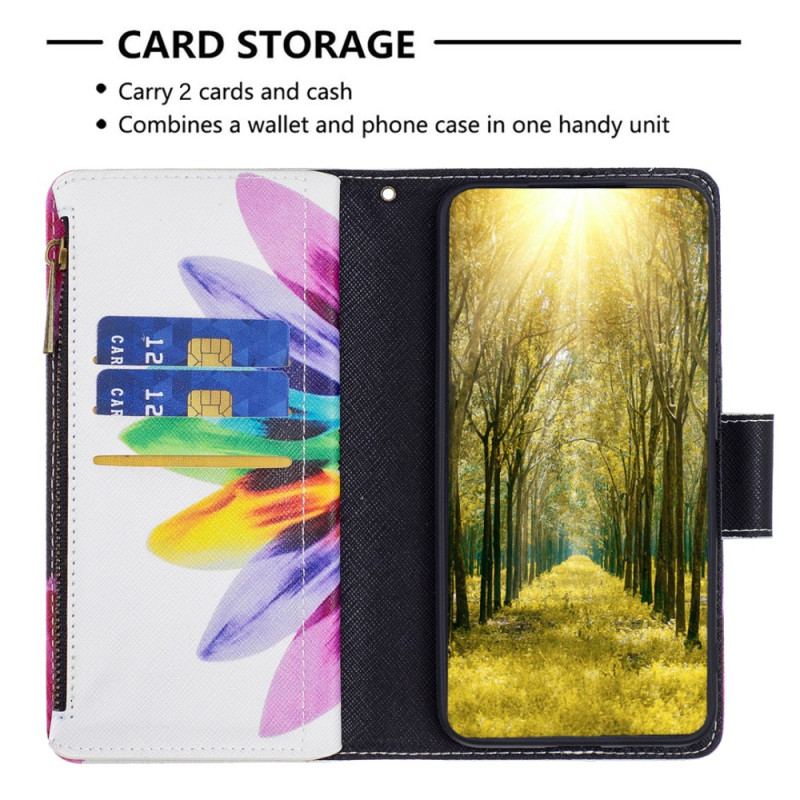 Housse Xiaomi 13 Pro Poche Zippée Fleur