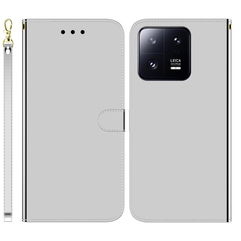 Housse Xiaomi 13 Pro Simili Cuir Miroir avec Lanière