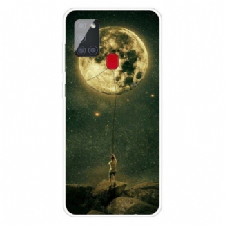 Coque Samsung Galaxy A21s Flexible Homme à la Lune