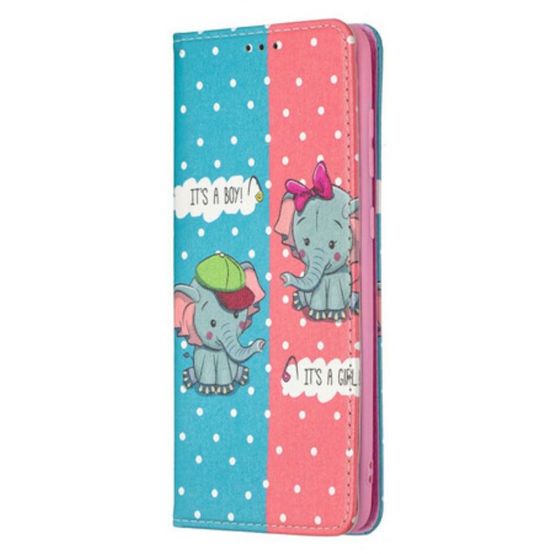 Flip Cover Samsung Galaxy A21s Bébés Éléphants