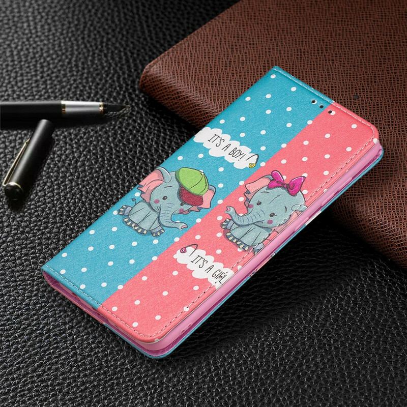 Flip Cover Samsung Galaxy A21s Bébés Éléphants