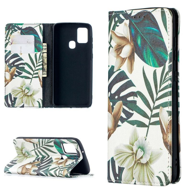 Flip Cover Samsung Galaxy A21s Feuilles