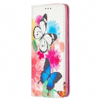 Flip Cover Samsung Galaxy A21s Papillons Colorés