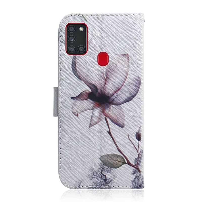 Housse Samsung Galaxy A21s Fleur Vieux Rose