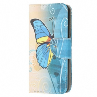 Housse Samsung Galaxy A21s Papillon Bleu et Jaune