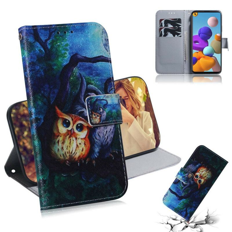 Housse Samsung Galaxy A21s Peinture de Hiboux