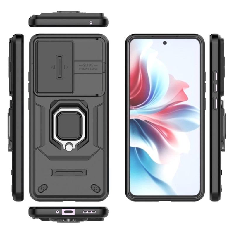 Coque Oppo Reno 11F 5G Ring Résistante Protecteur Caméra Coulissante