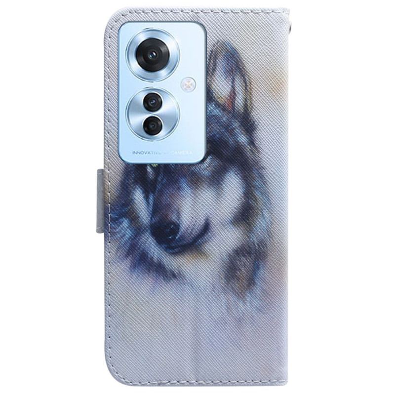 Housse Oppo Reno 11F 5G Loup Aquarelle