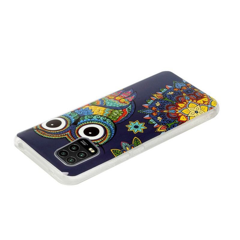 Coque Xiaomi Mi 10 Lite Hibou Mandala Fluorescente