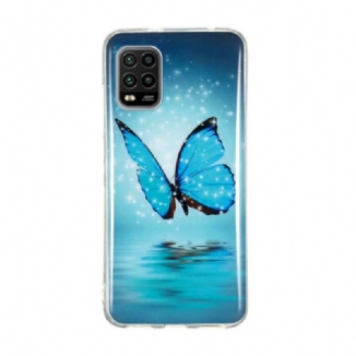 Coque Xiaomi Mi 10 Lite Papillon Bleu Fluorescente