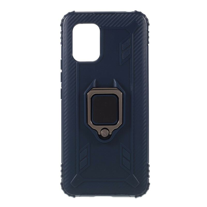 Coque Xiaomi Mi 10 Lite Ring et Style Fibre Carbone