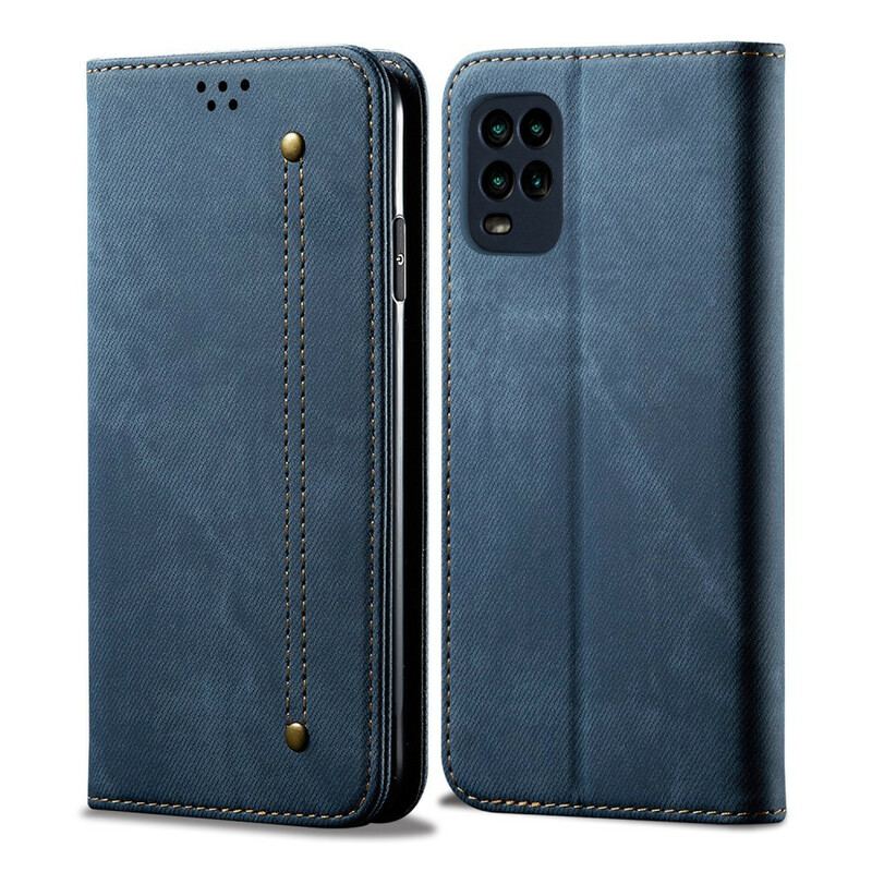 Flip Cover Xiaomi Mi 10 Lite Tissu Jeans