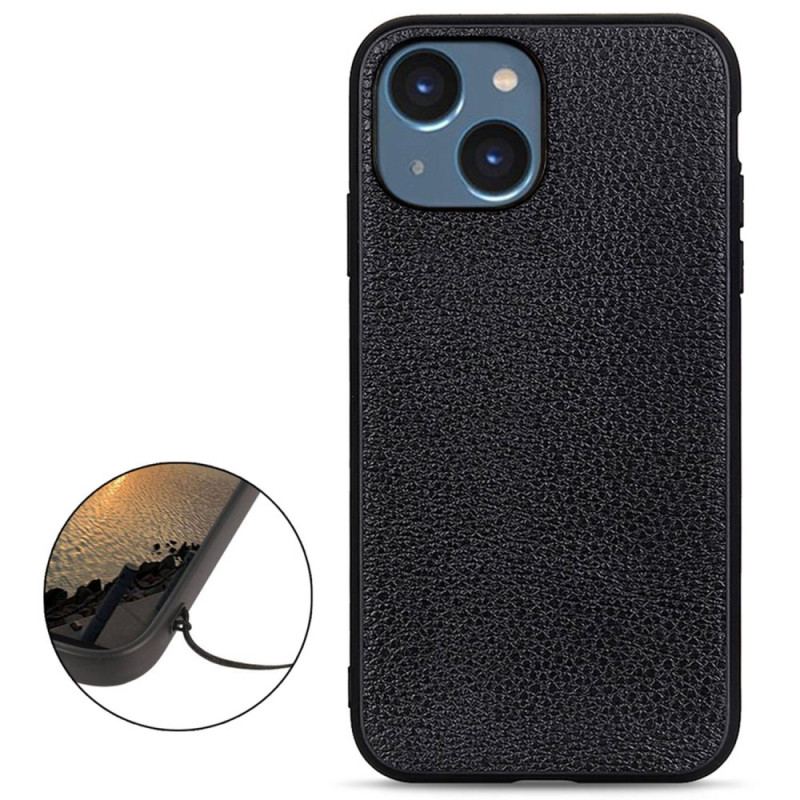 Coque iPhone 14 Plus Cuir Litchi Véritable