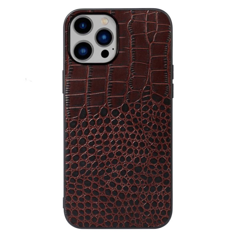 Coque iPhone 14 Plus Cuir Véritable Texture Crocodile