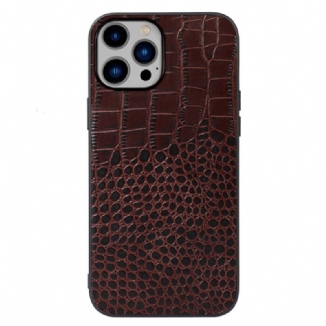 Coque iPhone 14 Plus Cuir Véritable Texture Crocodile