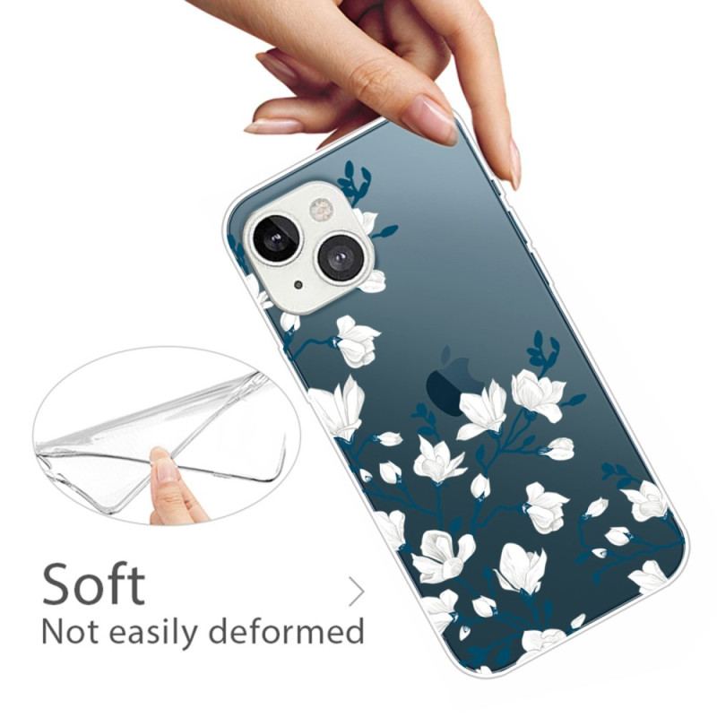 Coque iPhone 14 Plus Fleurs Blanches