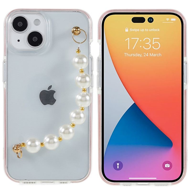 Coque iPhone 14 Plus Silicone Bracelet Perles