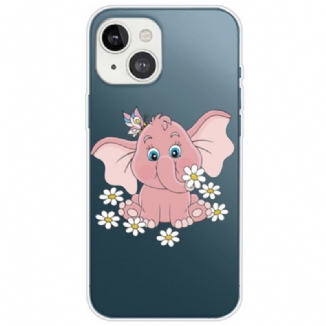 Coque iPhone 14 Plus Transparente Éléphant Rose