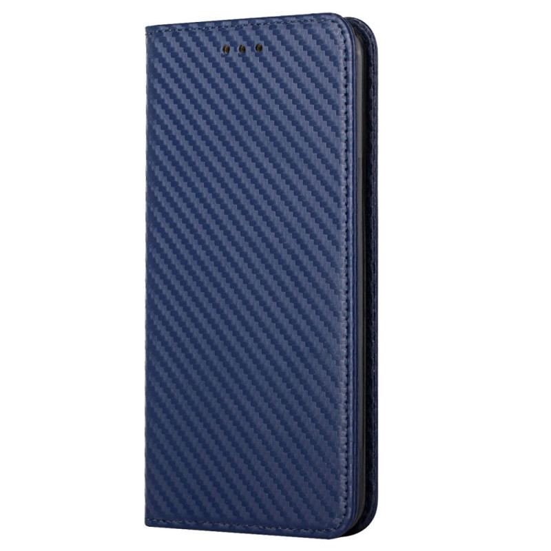 Flip Cover iPhone 14 Plus Fibre Carbone avec Lanière