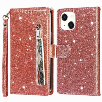 Housse iPhone 14 Plus Porte-Monnaie Paillettes