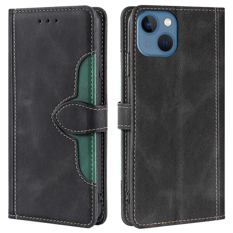 Housse iPhone 14 Plus Simili Cuir Bicolore Stylish