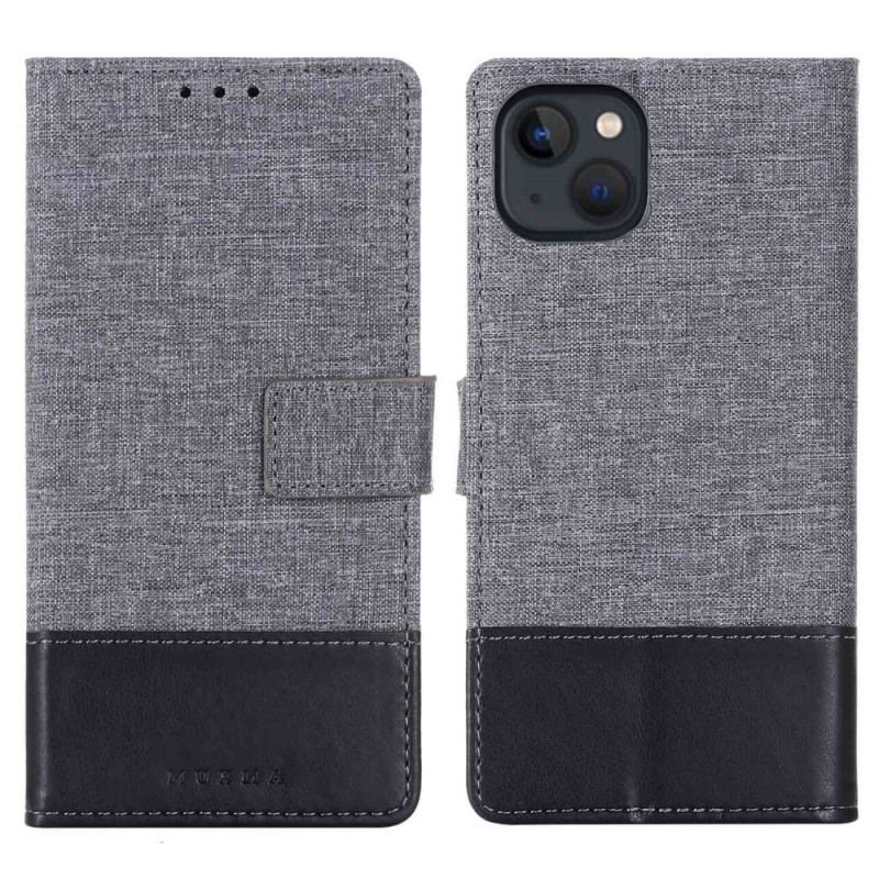 Housse iPhone 14 Plus Tissu et Effet Cuir MUXMA