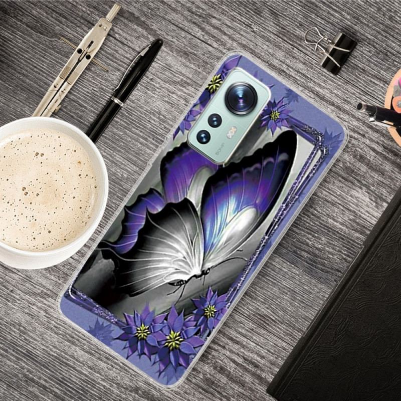 Coque  Xiaomi 12 / 12X  Silicone Papillon Violet