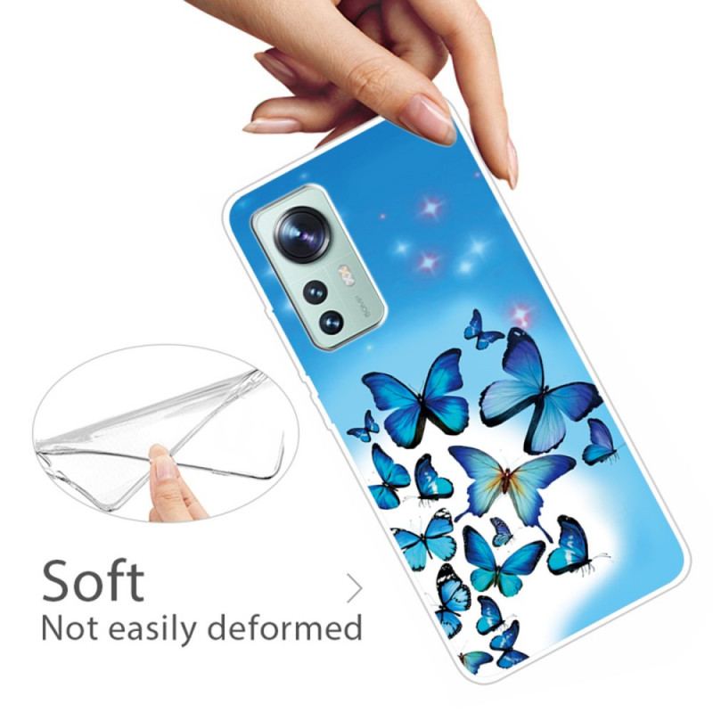 Coque  Xiaomi 12 / 12X  Silicone Papillons Bleus